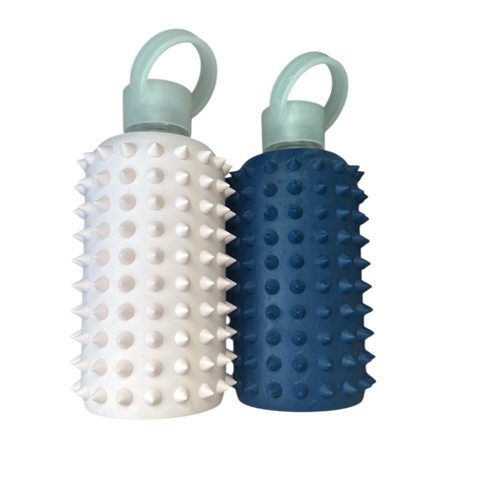 Set of Two bkr Silicone Spiked Little 500ml Water Bottles in Pink and Blue